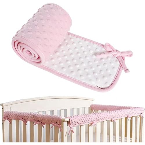 Double Thickness Crib Rail Teething Guard Furniture Edge Protector for Baby (Pink)