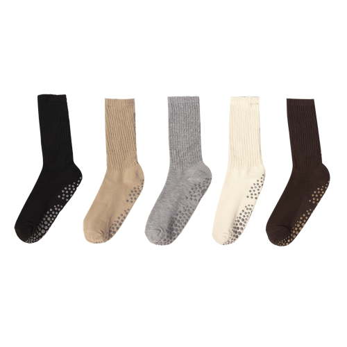 G&Y Pilates Socks with Grips for Women, Non Slip Long Slouch Yoga Socks, 5Pairs, Set A
