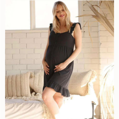 Grace Labor & Nursing Nightgown | Black