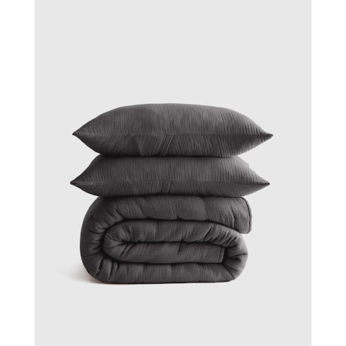 Organic Cotton Gauze Dream Quilt Set in Charcoal