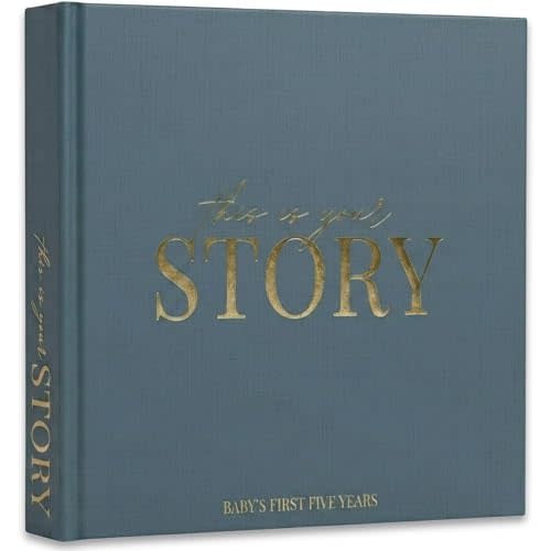 Baby Memory Book & Baby Keepsake Book to Record Baby's Milestones and Photos for Newborn Girl or Newborn Boy, Gender Neutral, Scrapbook Album, First 5 Year Journal Includes Stickers & Keepsake Box