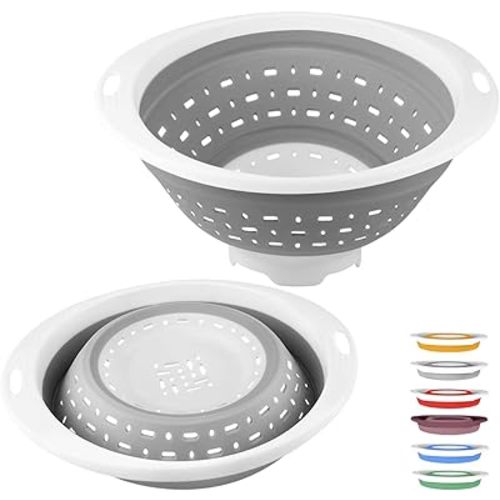 QiMH Collapsible Colander and Strainer, 5 Quart(1.25 gal), Heavy Duty Kitchen Drainer Basket for Pasta, Veggies and Fruits, New Home Apartment Essentials