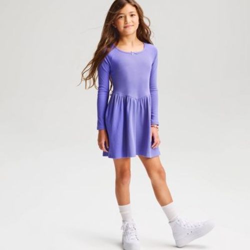 Girls' Long Sleeve Cozy Knit Dress - Cat & Jack™ Bright Purple XS