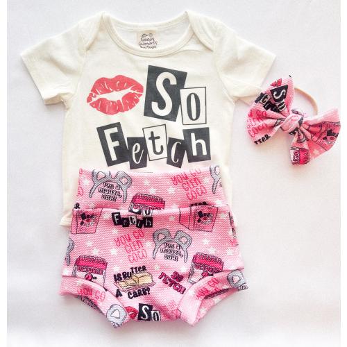 Baby Girl Toddler Favorite MOVIE Shirt/onesie Bummies Nylon Bow set 0-3 mos-4t Shorties Headband diaper cover Funny Gift Fetch Butter Carb