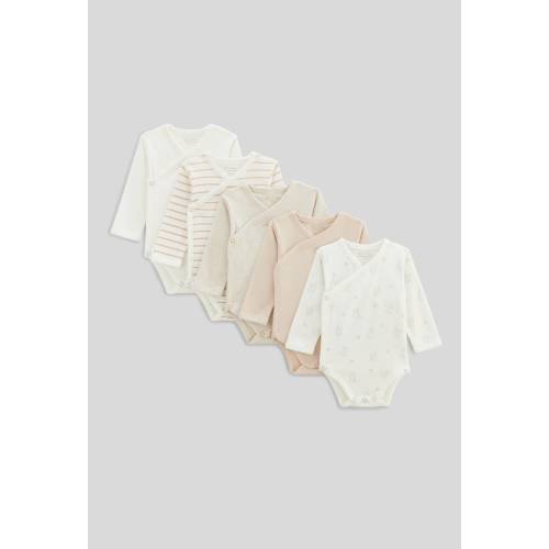 Lot de 5 bodies croisés manches longues imprimé en coton BIO GOTS