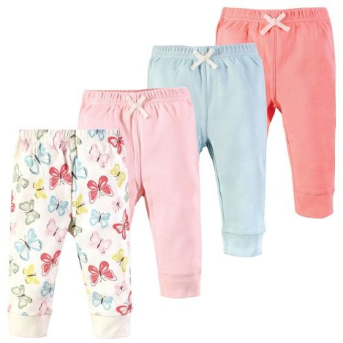 Touched by Nature Basics Infant Baby Organic Cotton Pants 4-Pack, Garden Flutter, 3-6 Months