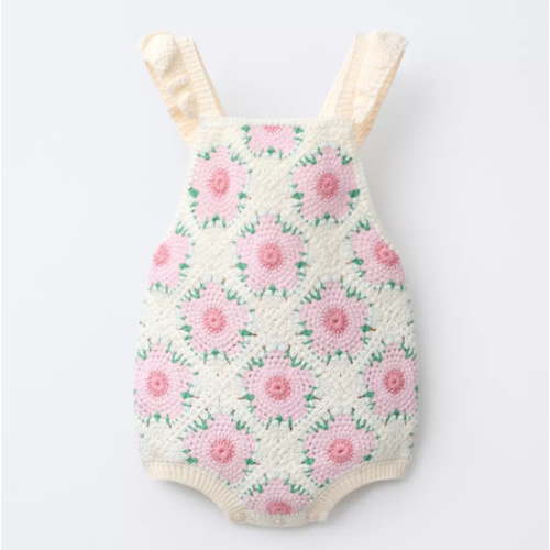 CROCHETED FLOWER ROMPER - Ecru | ZARA United States