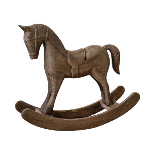 Handmade Vintage Old Collectible Statue Wooden Rocking Horse Figurines Decorative Ornaments Craft Sculpture for Office & Home Room Desktop Christmas Birthday New Year Gift