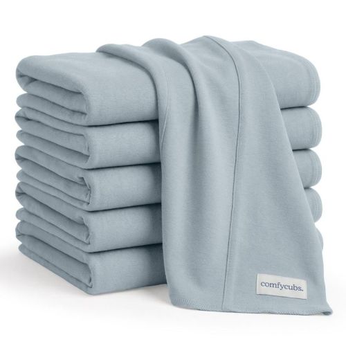 Comfy Cubs Baby Burp Cloths Set Pack of 6 - Large, 6-Layer, Ultra Absorbent Soft 100% Cotton for Infants - Pacific Blue