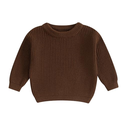 fhutpw Baby Boy Girl Pullover Sweater 3 6 12 18 Months Knit Clothes Unisex Toddler 2T 3T 4T Fall Winter Warm Long Sleeve Tops