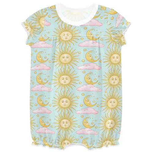 Sun Moon Celestial Body Pattern Baby Girls Boys Bodysuit Super Soft Cotton Romper 0-24 Months