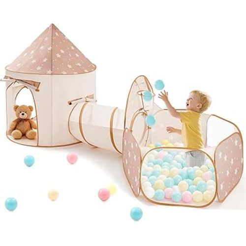Tiny Land Kids Play Tent with Tunnel, Pop Up Play Tent with Ball Pits for Toddlers, Baby Tent with Carry Bag, Toddler Tents Indoor