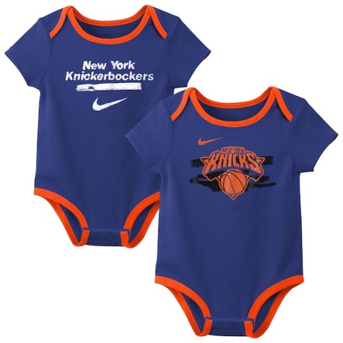 Infant New York Knicks Nike Blue Courtside Premier 2-Pack Bodysuit Set