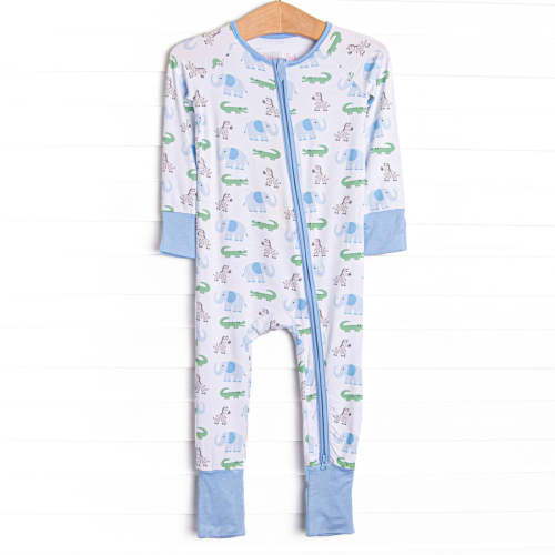 Zoo Park Pals Bamboo Zippy Pajama, Blue – Stitchy Fish