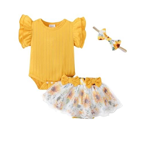 Mioglrie Preemie Clothes Girl Newborn Girl Outfits Infant Baby Girl Clothes Summer Romper Dress Shorts Set