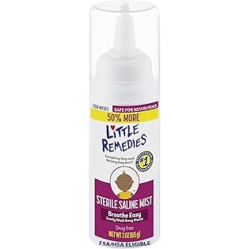 Little Remedies Sterile Baby Saline Nasal Mist, Safe for Newborns to Relieve Stuffy and Dry Noses, 3 Fl Oz