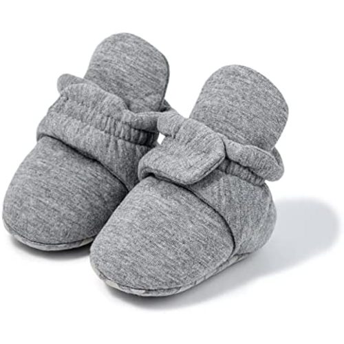 Babelvit Newborn Baby Boy Girl Soft Fleece Booties Stay On Infant Slippers Socks Shoe Non Skid Gripper Toddler First Walkers Winter Ankle Crib Shoes