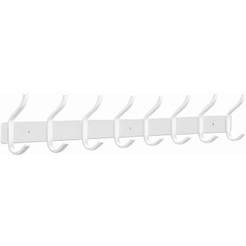 White Coat Rack Wall Mount, 23 Inch Coat Hooks with 8 Hooks, 1 Pack