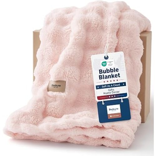 Bedsure Cloud Bubble Throw Blanket, Christmas Decor Gifts, Pink 50"×60"