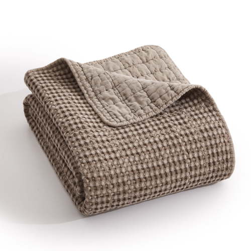 Levtex Home - Mills Waffle - Throw - Cocoa Cotton Waffle - Throw Size 50 x 60in.