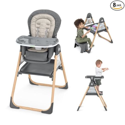 Ingenuity Proper Positioner Create Up Baby High Chair, 9 Modes of Use, Toddler Tower, Table and Chair, Foldable, Adjustable Footrest, 90 Degree Posture Aids Digestion, Ages 0-5 Years - Wesley