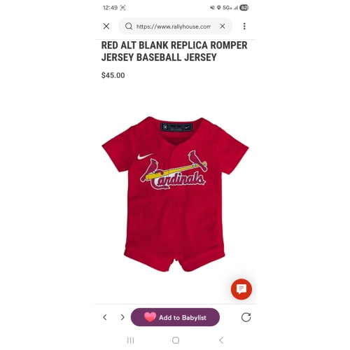 St Louis Cardinals Nike Baby Red Alt Blank Replica Romper Baseball Jersey - 133413862