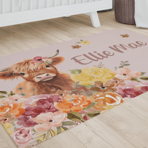 Personalized Highland Cow Rug