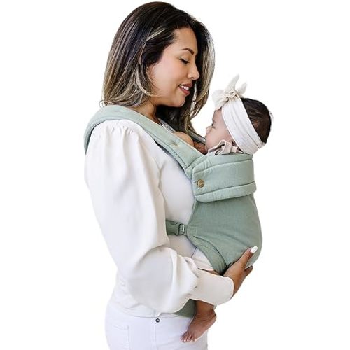 Ava & Oliver Essential Baby Carrier – Ergonomic, Hip-Healthy Soft Structured Carrier for Infants & Toddlers (7–35lbs) - Front and Back Carry, Breathable Fabric, Stylish & Lightweight (Matcha)