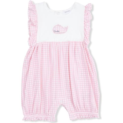 Bubbly Whale with Bow  Pink - Ruffle Playsuit