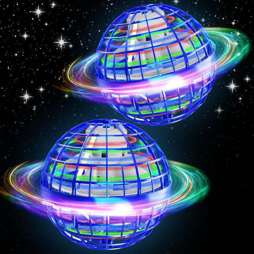 2 pack Flying Orb Ball Toy, Cosmic Globe Boomerang Hover Ball Galactic Fidget Spinner,360°Rotating Boomerang Ball,Mini Drone Floating Toy for Boys Girls Teens Indoor Outdoor Toys(Blue)