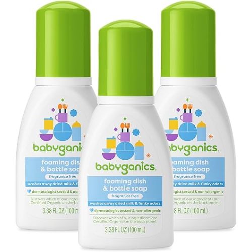 Babyganics Foaming Dish Soap, Pump Bottle, Fragrance Free, 16oz, 3 Pack