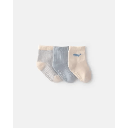 Baby 3-Pack Whale Ankle Socks - Blue/Ivory