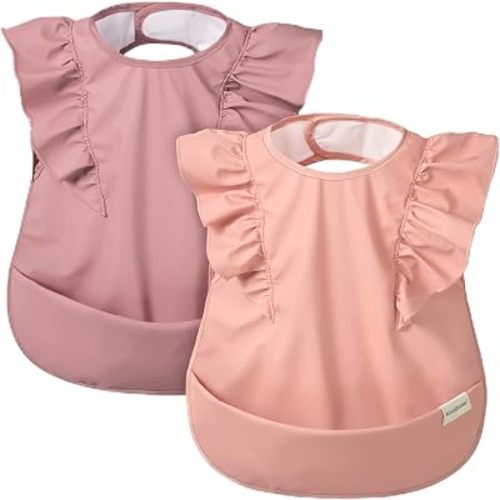 KeaBabies Waterproof Bibs for Baby Girl,Boy, 2-pk Lightweight (Dusk)