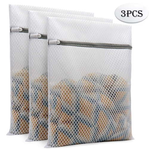 Peduu Durable Honeycomb Mesh Laundry Bags for Delicates Mesh Sweater Laundry Bag 12 x 16 inches 3Pcs