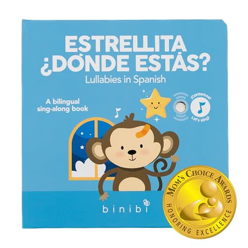 Binibi Spanish Musical Book for Toddlers 1-3 Estrellita ¿Dónde Estás? & Other Nursery Rhymes | Spanish Learning for Kids | Bilingual Children's Sound Book | Libro en español para bebés