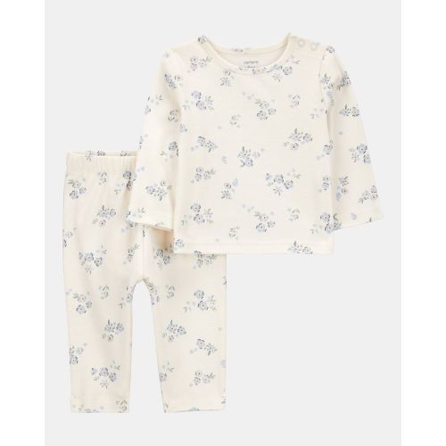 Baby 2-Piece Floral Long-Sleeve Tee & Pant Set - White/Blue | Carter's