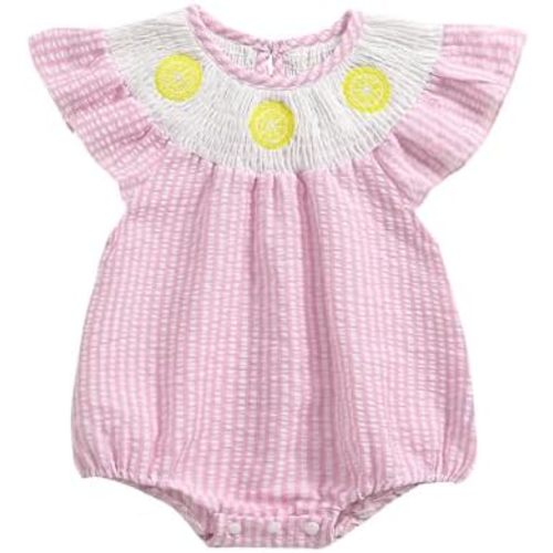 Smocked Baby Girl Clothes Watermelon Fruit Stripe Print Puff Sleeve Bubble Romper Frill Trim Ruffle Bodysuit Clothes