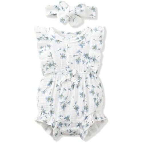 Renotemy Newborn Infant Baby Girl Clothes Rompers Summer Jumpsuits Short Sleeve Romper Infant Baby Clothes Girl