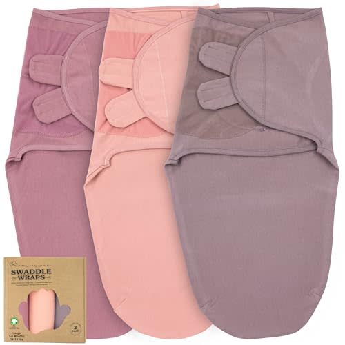 Swaddles for Newborns – 3-Pack Infant Swaddles 3-6 Months – Adjustable Swaddle Sleep Sack – Soft Organic Cotton Baby Wrap for Safe & Cozy Sleep