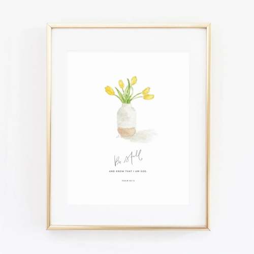 emily lex studio | psalm 46:10 tulips scripture print
