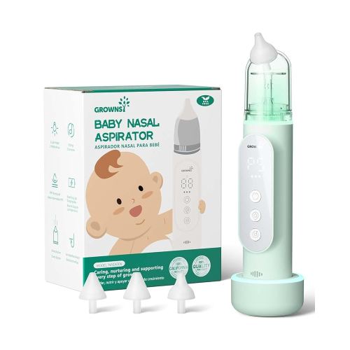 GROWNSY Nasal Aspirator for Baby, Upgraded 5 Suction Levels Baby Nose Sucker, IPX7 Waterproof Electric Nose Suction for Baby, Booger Sucker for Toddlers with Music & Light Functions (Green)