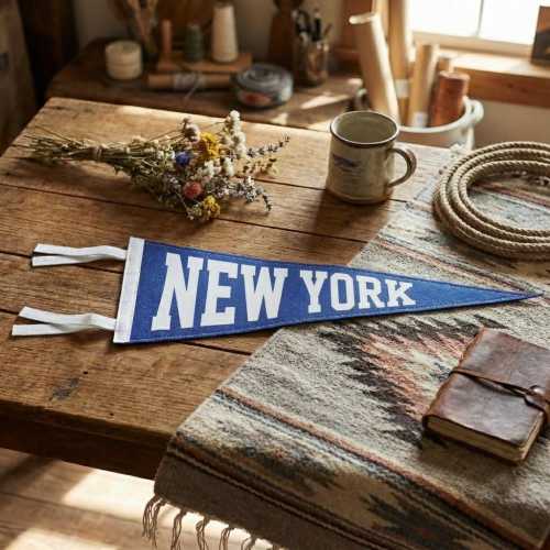 Custom New York Felt Pennant, Custom Felt City Name Pennant Sign, Personalized Vintage Banner Flag, Kids Room & Nursery Wall Decoration Gift