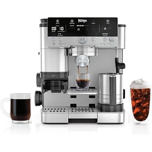 Ninja Luxe Café 3-in-1 Espresso, Drip Coffee and Cold Brew Machine | Integrated Coffee Grinder, Milk Frother, Assisted Tamper & Built-In Espresso Accessory Storage | Stainless Steel | ES601