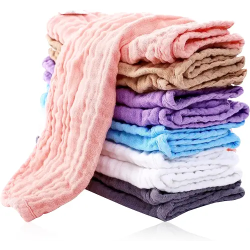 Cute Castle 12 Pack Muslin Burp Cloths for Baby - Ultra-Soft 100% Cotton Baby Washcloths - Large 20'' by 10'' Super Absorbent Milk Spit Up Rags - Burpy Cloths for Unisex, Boy, Girl - Multicolor