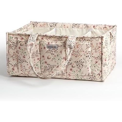 Baby Diaper Caddy with zipper pocket, Nursery Must Haves - Baby Shower Basket Gifts - Nursery Storage Bin and Car Organizer for Diapers and Baby Wipes Essentials, Multi-Functional - Large