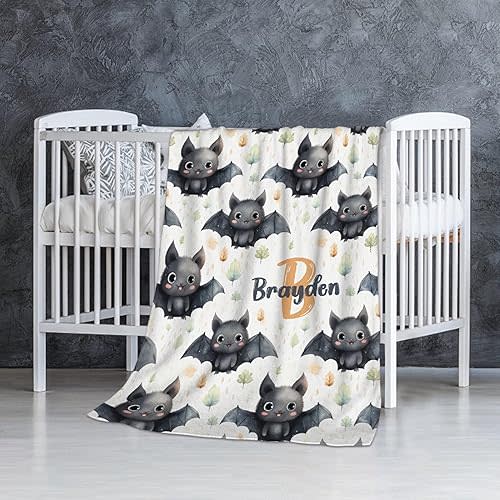 Personalized Halloween Bats Baby Blanket Gifts Custom Halloween Bats Blanket for Boys Girls Halloween Bats Toddler Blanket Swaddle Newborn Receiving Blanket 40x30 in for Puppy