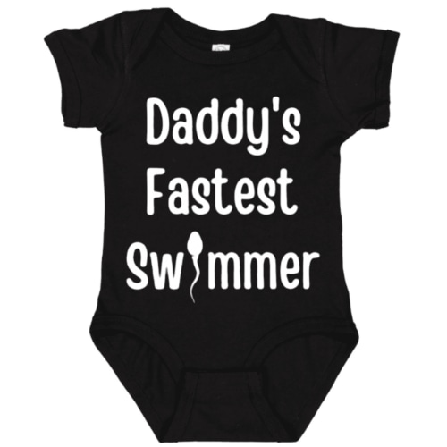 Daddy’s Fastest Swimmer Baby Onesie, Funny New Dad Baby Bodysuit