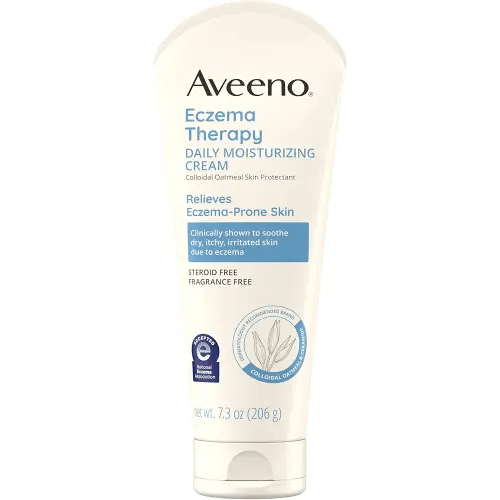 Aveeno Eczema Therapy Daily Moisturizing Body Cream for Sensitive Skin, Soothing Eczema Relief Cream, Colloidal Oatmeal & Ceramide for Dry & Itchy Skin, Steroid- & Fragrance-Free, 7.3 oz