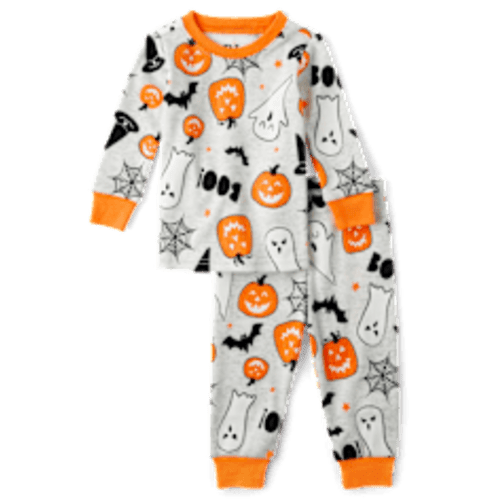 Baby And Toddler Matching Family Glow In The Dark Long Sleeve Halloween Print Snug Fit Cotton Pajamas - GRAY | The Children's Place