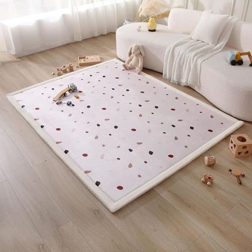 Hakuna Matte CloudSoft Baby Play Mat for Floor 60" x 80" Confetti – Coral Velvet Memory Foam Rug for Crawling & Cozy Play – Non-Slip, Water-Resistant, Easy-CareTummy Time Mat, Playmat for Playpen